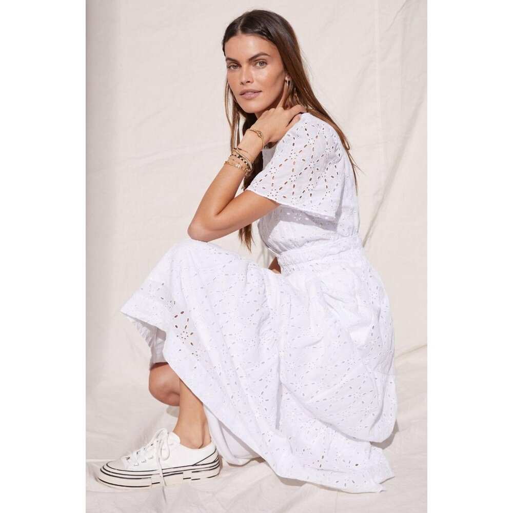 NWT Anthropologie Maeve Somerset Maxi in Ivory Eyelet Tiered Dress XL